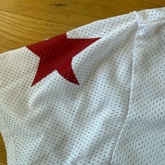 Vintage Style White Mesh Football Jersey 98 Red Star Y2K Oversized women's Small - Picture 5 of 7
